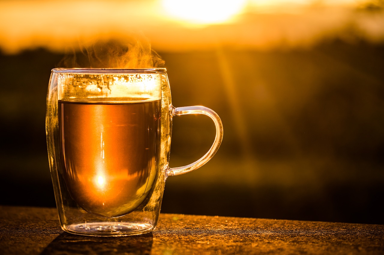 Cup of tea, sunset