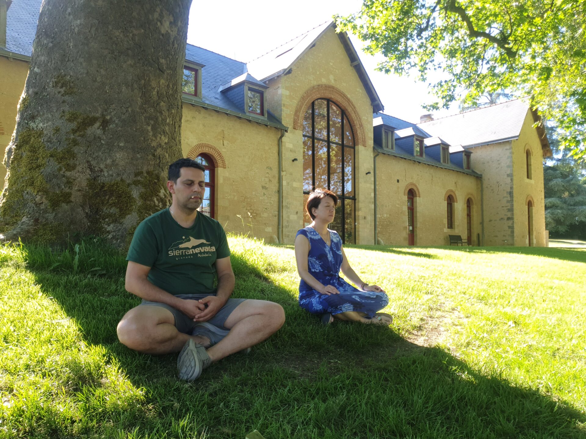 Catherine with Joao, another participant at the retreat in Bonnevaux, May 2026